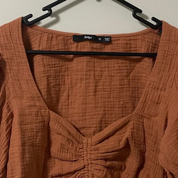 SPORTSGIRL Textured Cotton Ruched Top - Picture 2 of 2